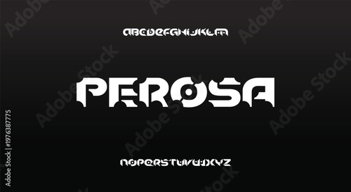 PEROSA Abstract modern urban alphabet fonts. Typography sport, technology, fashion, digital, future creative logo font. vector illustration
