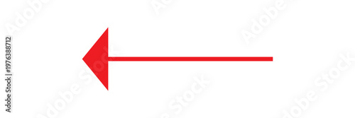 Red arrow icon on white background. Flat style. Long arrow symbol for web site design, logo, app, UI. Red arrow indicated the direction symbol. Long arrow sign.
