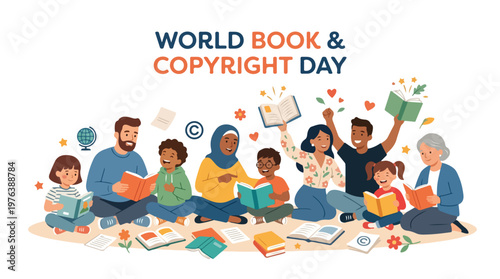 vector of people group celebrating "World Book and Copyright Day" 005