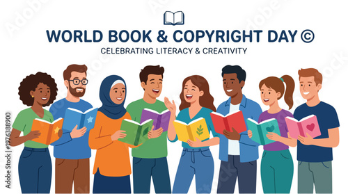 vector of people group celebrating "World Book and Copyright Day" 004