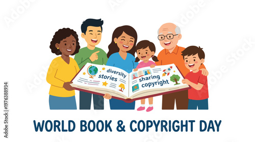 vector of people group celebrating "World Book and Copyright Day" 003
