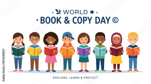 vector of children student celebrating "World Book and Copyright Day" 003