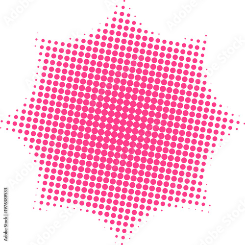 Vibrant Pink Halftone Starburst Dot Pattern Design Element