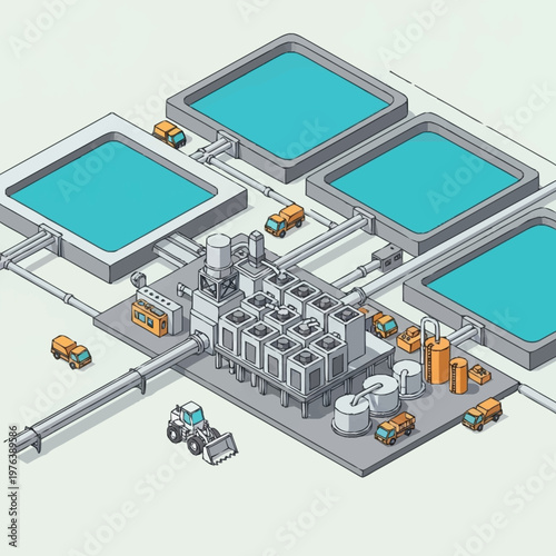 Industrial water treatment facility operations.