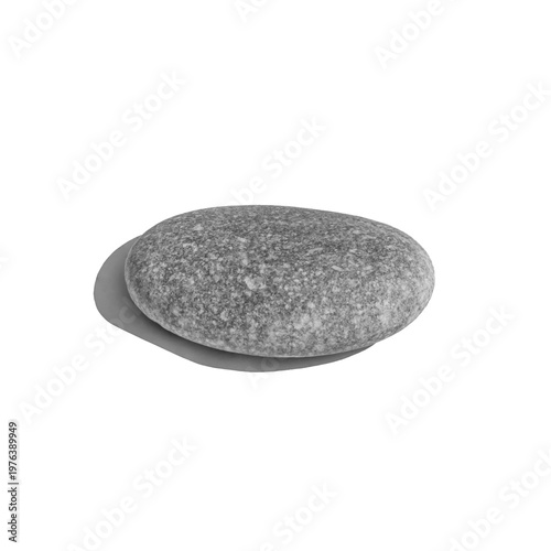 Photography Perfectly round grey river pebble with soft shadow isolated on white or transparent background
