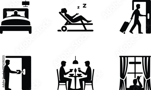 Hotel Silhouette Icon Hospitality Building Outline Design