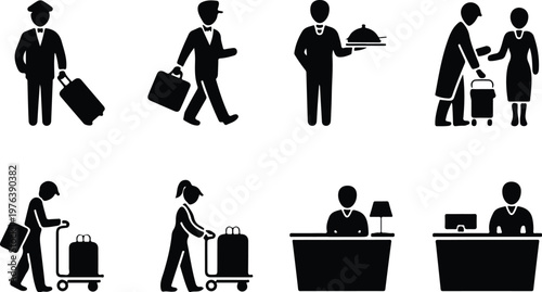 Hotel Silhouette Icon Hospitality Building Outline Design