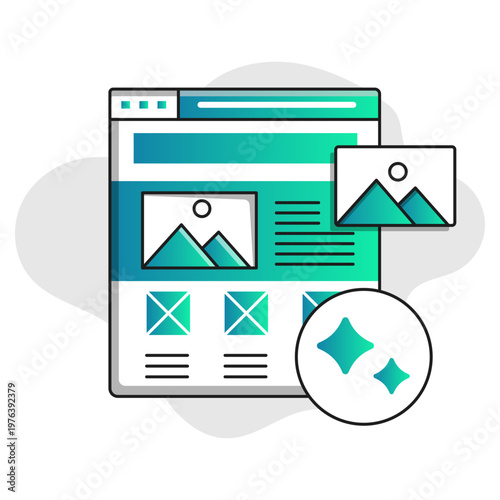 AI Wordpress Development Icon, Automated Website Building and Content Management System Optimization for Modern Web Solutions, Accelerating Development Efficiency and Scalable Digital Experiences