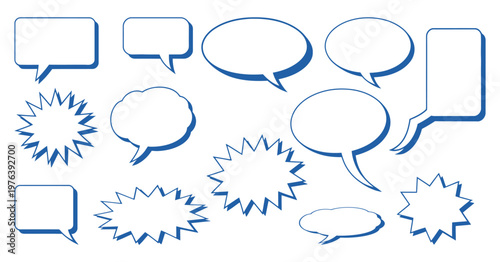Collection of various speech bubble shapes on a white background