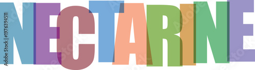 Multicolored Nectarine Word Art white background