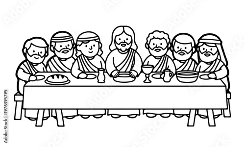 Foto The Last Supper Cartoon Coloring Page, vector PNG