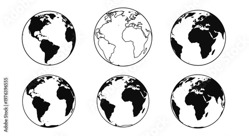 Earth Globe Illustrations on White whisk