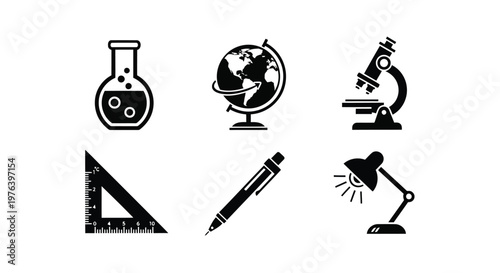 Science and Education Icons Set whisk illustration