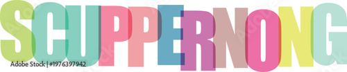 Multicolored Scuppernong Word Text white background