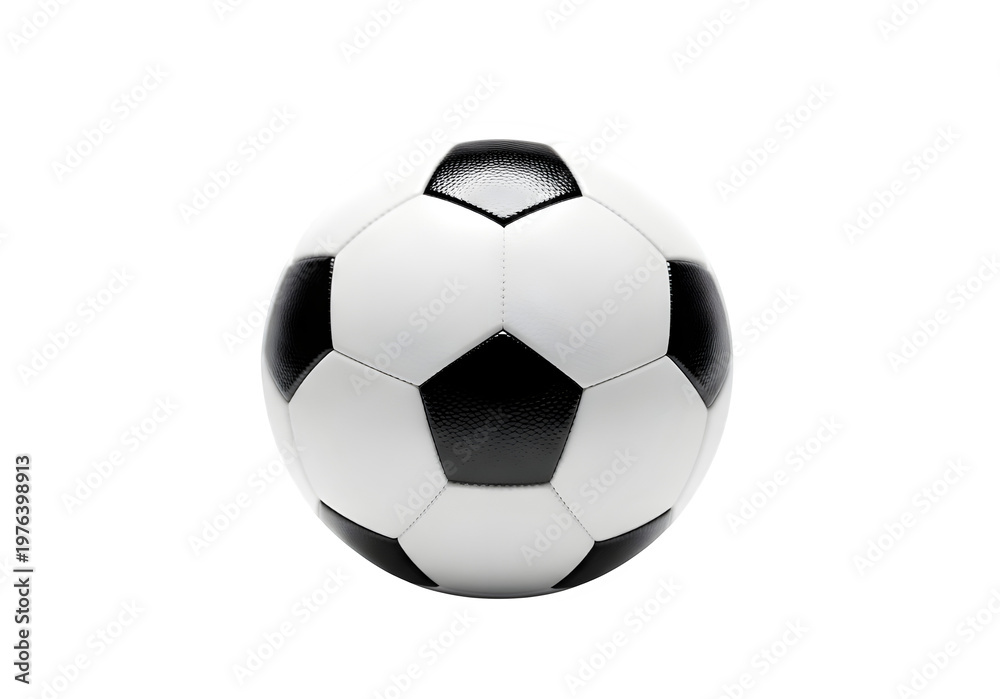 Fototapeta premium A black and white soccer ball on isolated transparent background for sports design