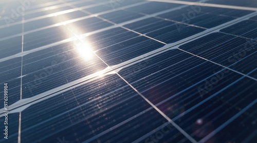 Close-up of advanced solar cells capturing sunlight with reflective surfaces