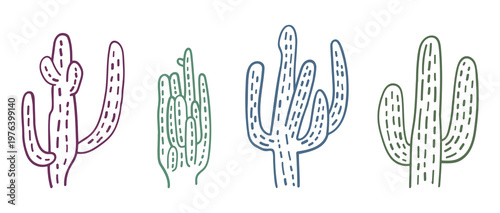 Cactuses hand drawn vector collection