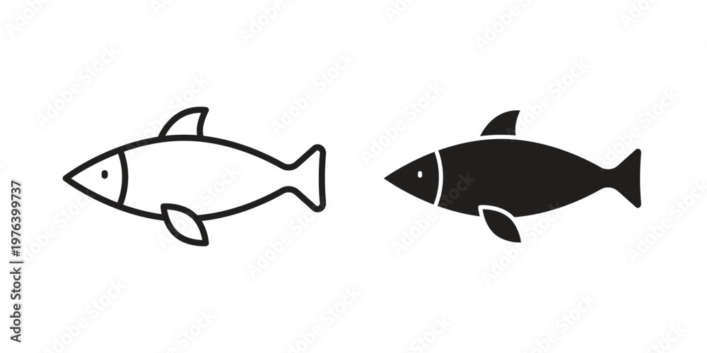 Obraz premium Sardine icon clipart symbol isolated on white background. Flat and stroke designs.