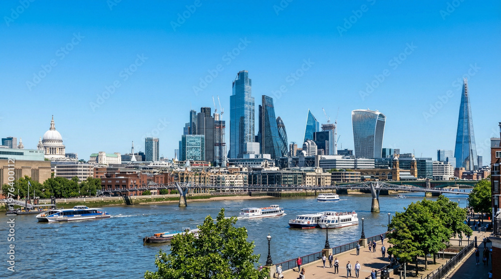 Obraz premium Create London skyscrapers against a clear blue sky