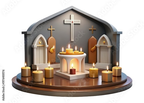 Church Interior with Candles