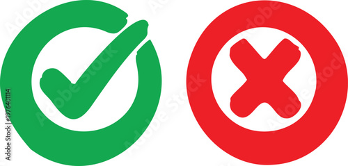 Green check mark and red cross symbols 1
