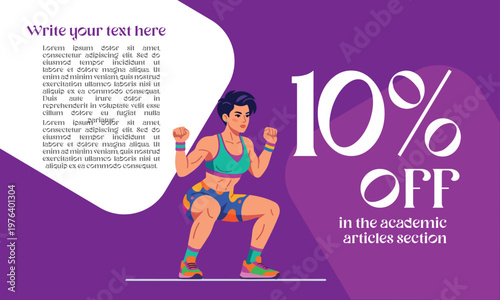Get 10% OFF on gym products! Fully editable promo post to boost your fitness sales, editable.