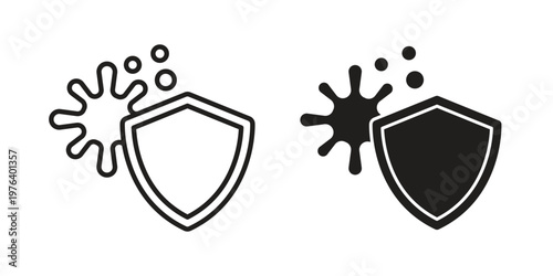 Stain resistance icon clipart symbol isolated on white background. Flat and stroke designs.