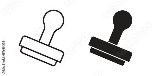 Stamp icon clipart symbol isolated on white background. Flat and stroke designs.