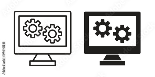 System icon clipart symbol isolated on white background. Flat and stroke designs.