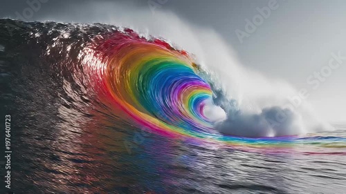 Giant Rainbow Ocean Wave VFX – Smooth Cinematic HD Video