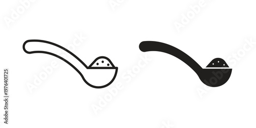 Teaspoon icon clipart symbol isolated on white background. Flat and stroke designs.