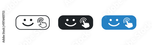 Intuitive usability concept showing a smiling interface button with rounded edges and a simple tap symbol to convey ease of use