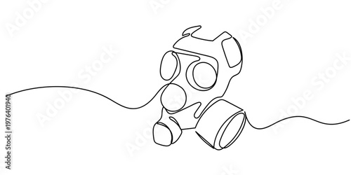 Gas mask One continuous line drawing. simple linear style Doodle Editable stroke.