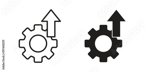 Upgrade icon clipart symbol isolated on white background. Flat and stroke designs.
