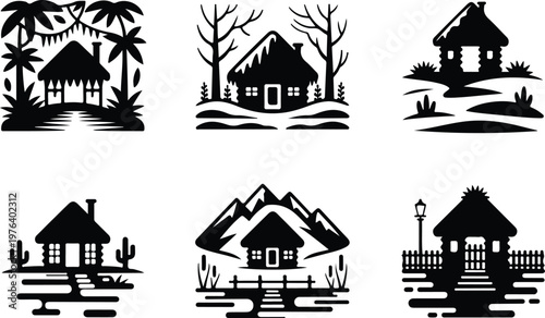 Hut Silhouette Icon Small House Outline Simple Design