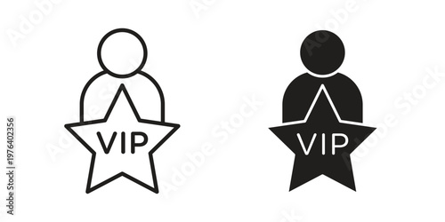 VIP person icon clipart symbol isolated on white background. Flat and stroke designs.