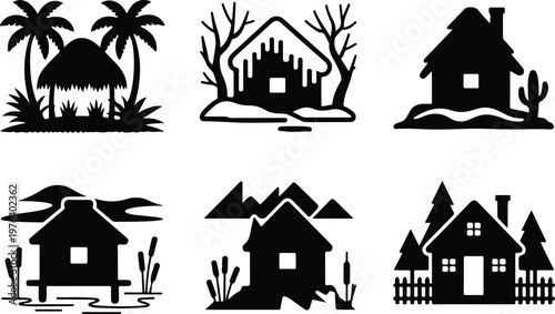 Hut Silhouette Icon Small House Outline Simple Design