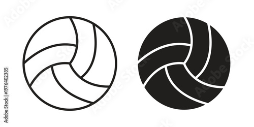 Volleyball ball icon clipart symbol isolated on white background. Flat and stroke designs.