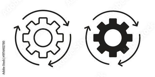 Workflow icon clipart symbol isolated on white background. Flat and stroke designs.