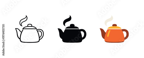 Cozy ritual expressed as a symbolic kettle with gentle steam plume conveying warmth and preparation of hot beverages — identical