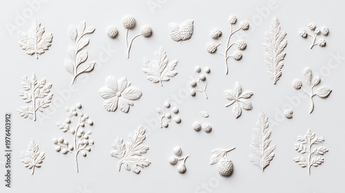 White monochrome floral relief decorative surface high resolution picture
