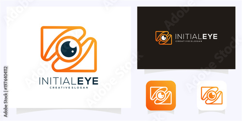 Abstract letter Z initial with eye vision logo design vector icon symbol. Modern outline gradient concept.