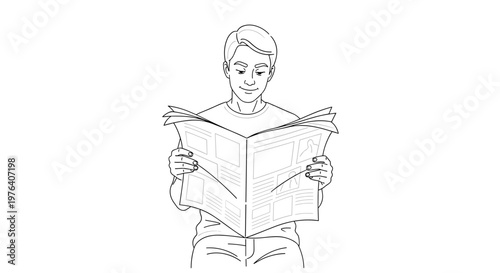 A focused man attentively holds and reads a traditional newspaper, engaging with daily news and information.