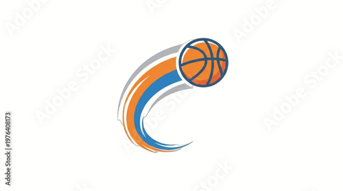 Basketball in motion graphic design element.
