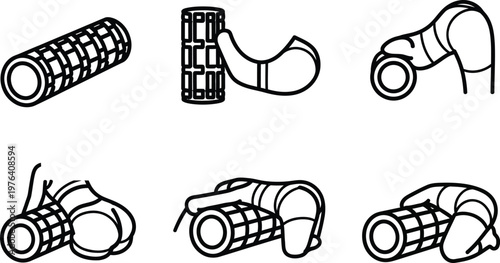 Black and white illustrations of various bicycle grips and brake levers on transparent background