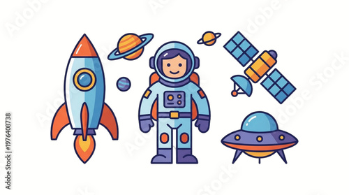 Astronaut in Space Suit Standing.