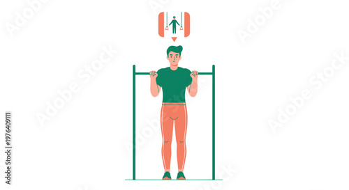 Fitness, workout, exercise icons, green, orange, vector graphics, 1 icon, athletic training