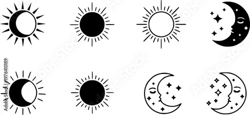 Sun and moon icon set

