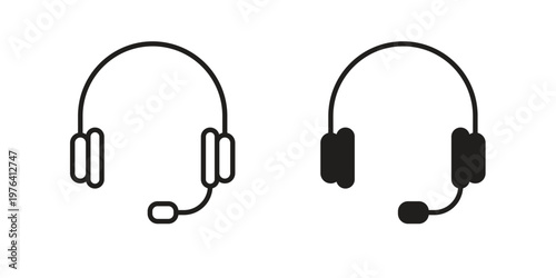 Headset icon collection on white background. Vector icon art.