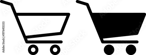 Two simple shopping cart icons on a white background for e-commerce or retail use